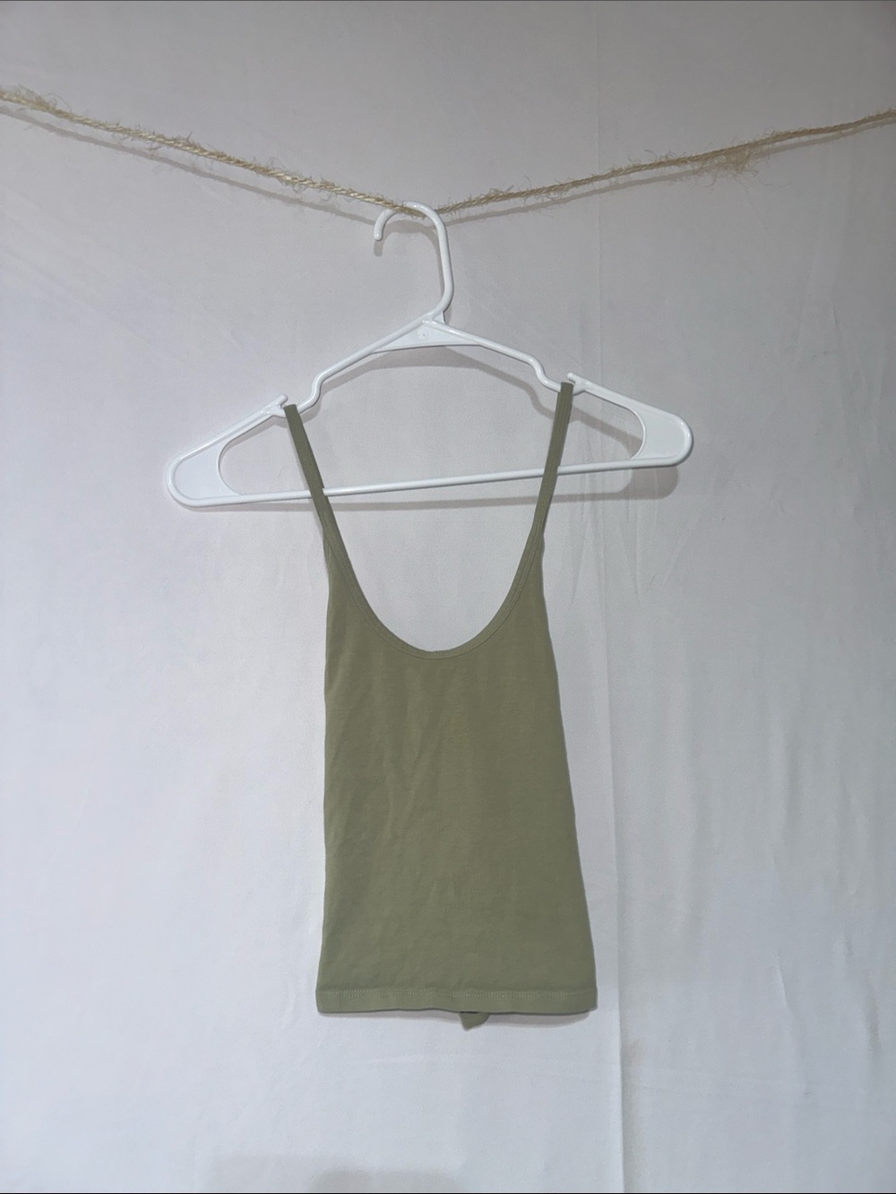 American Eagle Outfitters Olive Scoop Neck Cross Back Tank Top 0087